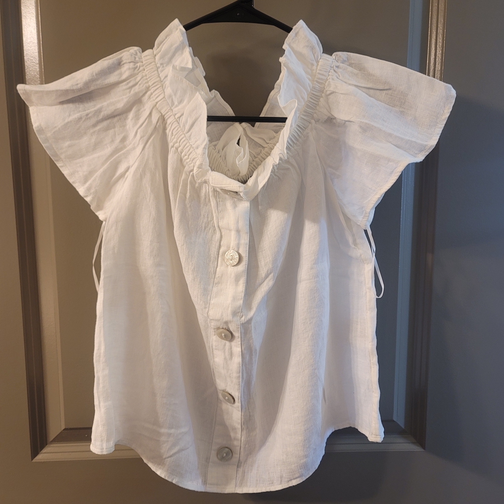 INC International Concepts White Button-Down Blouse